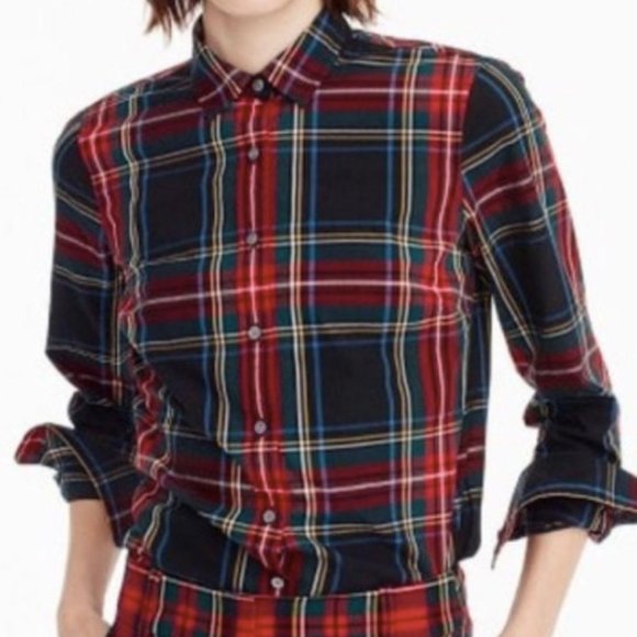 J. Crew Tops - J Crew Stewart Plaid Long Sleeve Shirt Size 2